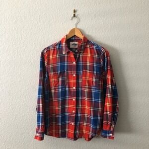 Old Navy Blue & Red Plaid Button Down Shirt